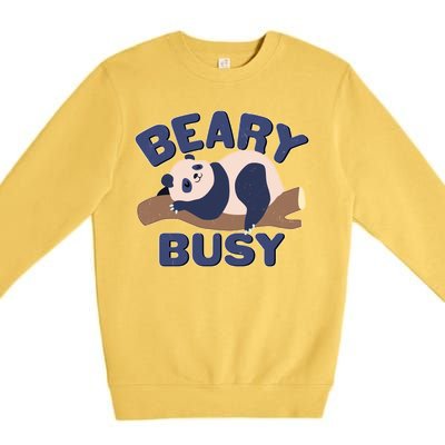 Beary Busy Cute Lazy Panda Premium Crewneck Sweatshirt