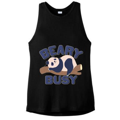 Beary Busy Cute Lazy Panda Ladies PosiCharge Tri-Blend Wicking Tank
