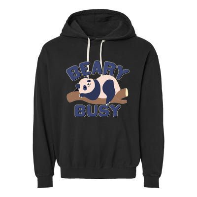 Beary Busy Cute Lazy Panda Garment-Dyed Fleece Hoodie