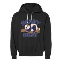 Beary Busy Cute Lazy Panda Garment-Dyed Fleece Hoodie