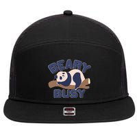 Beary Busy Cute Lazy Panda 7 Panel Mesh Trucker Snapback Hat