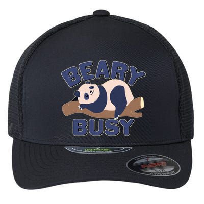Beary Busy Cute Lazy Panda Flexfit Unipanel Trucker Cap