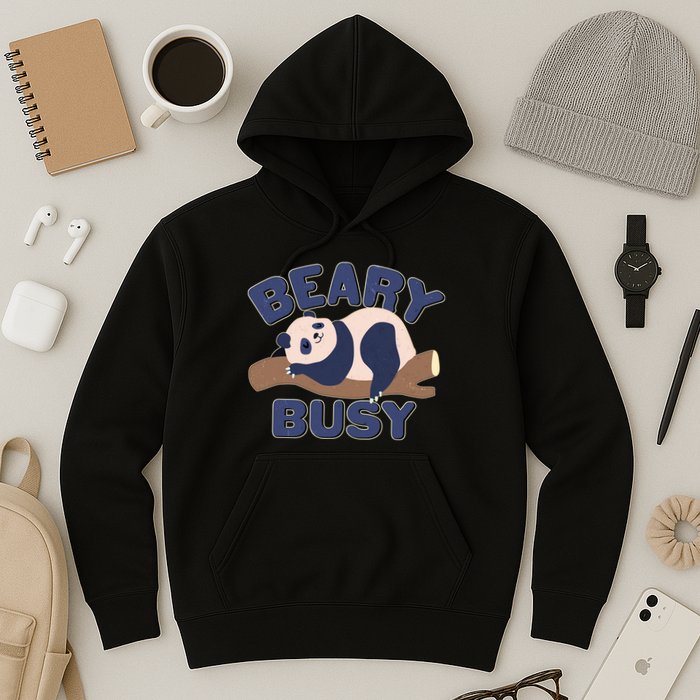 Beary Busy Cute Lazy Panda Hoodie