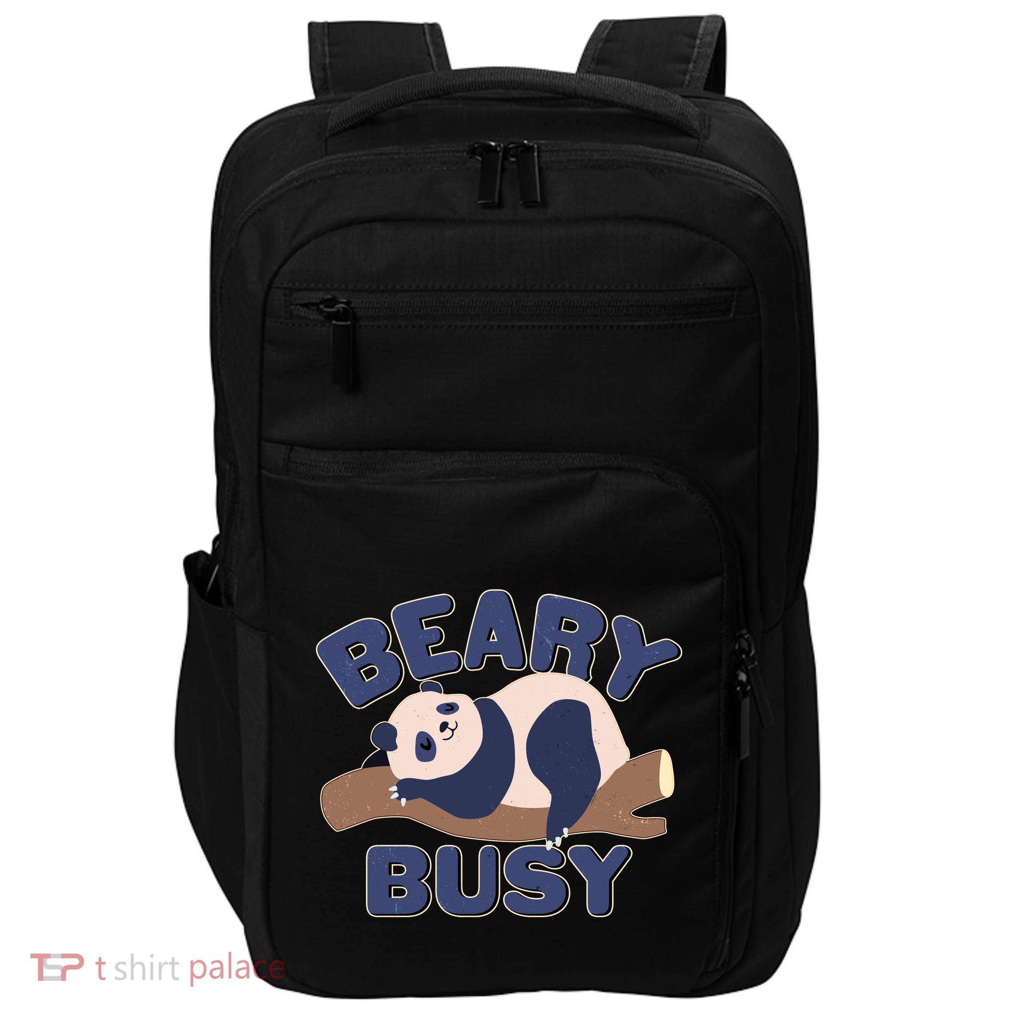 Beary Busy Cute Lazy Panda Impact Tech Backpack