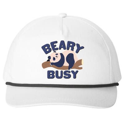 Beary Busy Cute Lazy Panda Snapback Five-Panel Rope Hat