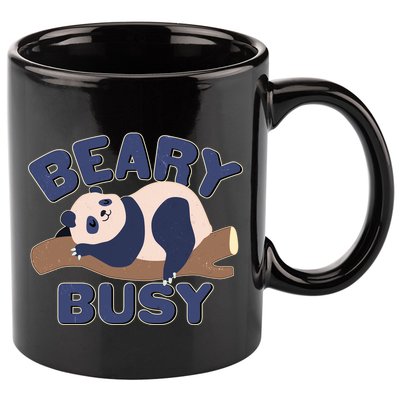 Beary Busy Cute Lazy Panda 11oz C Handle Ceramic Mug