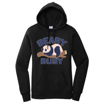 Beary Busy Cute Lazy Panda Women's Pullover Hoodie