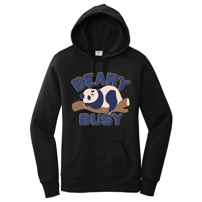 Beary Busy Cute Lazy Panda Women's Pullover Hoodie