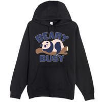 Beary Busy Cute Lazy Panda Premium Pullover Hoodie