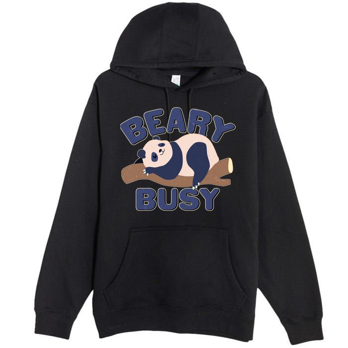 Beary Busy Cute Lazy Panda Premium Pullover Hoodie