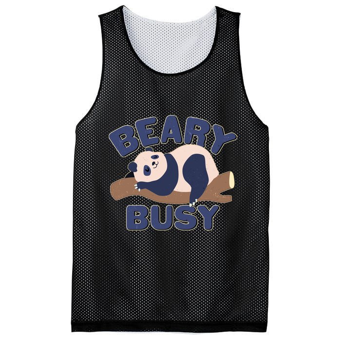 Beary Busy Cute Lazy Panda Mesh Reversible Basketball Jersey Tank