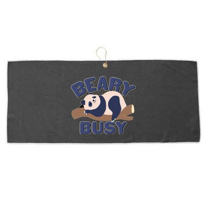 Beary Busy Cute Lazy Panda Large Microfiber Waffle Golf Towel