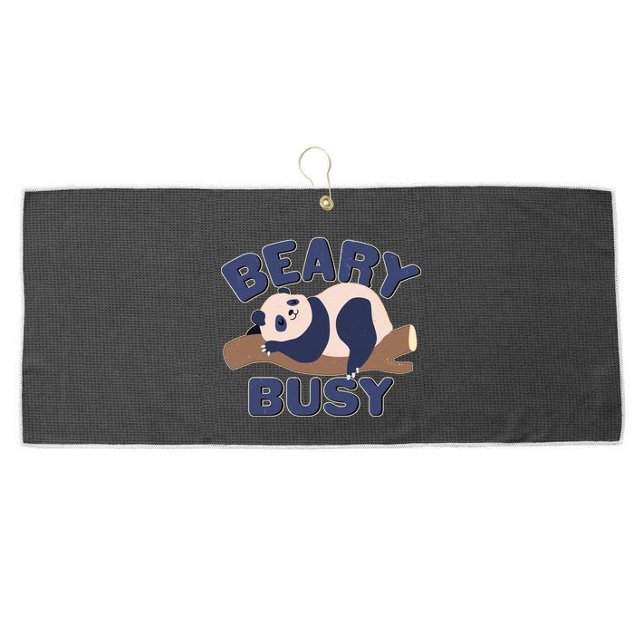 Beary Busy Cute Lazy Panda Large Microfiber Waffle Golf Towel