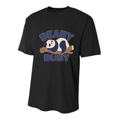 Beary Busy Cute Lazy Panda Youth Performance Sprint T-Shirt