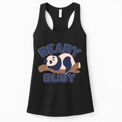 Beary Busy Cute Lazy Panda Womens Tank Top