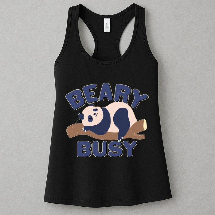 Beary Busy Cute Lazy Panda Womens Tank Top