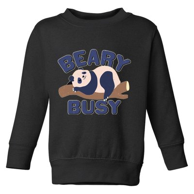 Beary Busy Cute Lazy Panda Toddler Sweatshirt