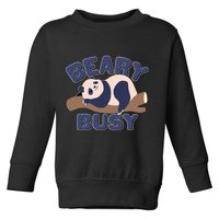 Beary Busy Cute Lazy Panda Toddler Sweatshirt