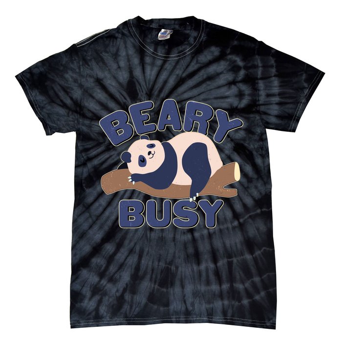Beary Busy Cute Lazy Panda Tie-Dye T-Shirt