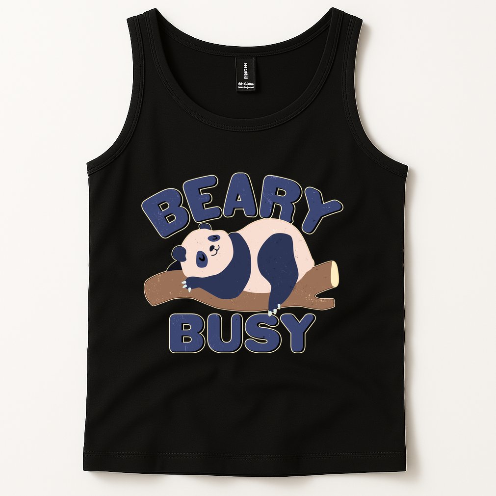Beary Busy Cute Lazy Panda Tank Top