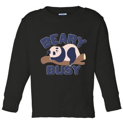 Beary Busy Cute Lazy Panda Toddler Long Sleeve Shirt