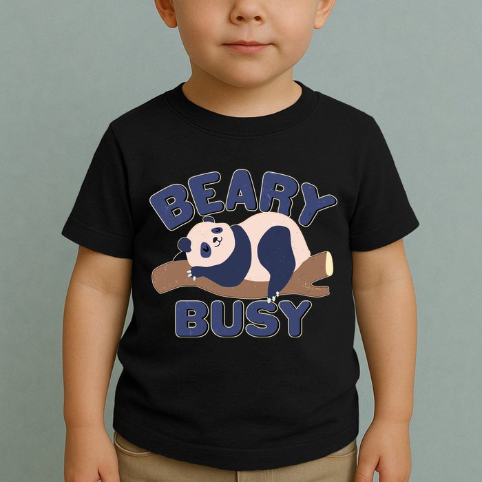 Beary Busy Cute Lazy Panda Toddler T-Shirt