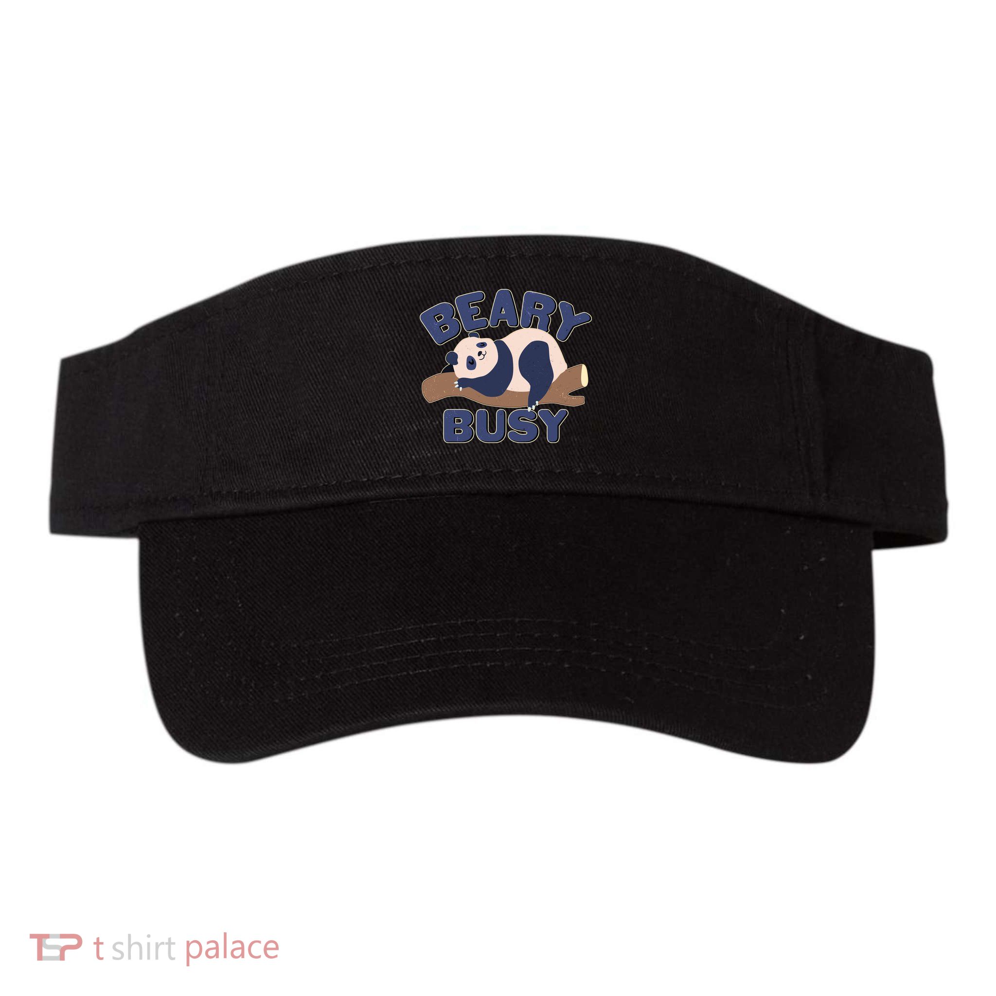 Beary Busy Cute Lazy Panda Valucap Bio-Washed Visor