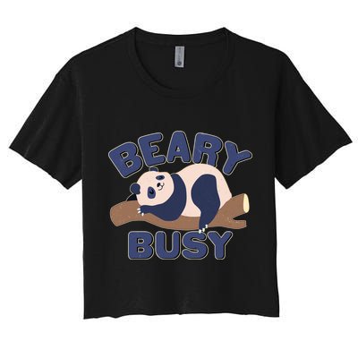 Beary Busy Cute Lazy Panda Crop Top