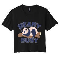 Beary Busy Cute Lazy Panda Crop Top