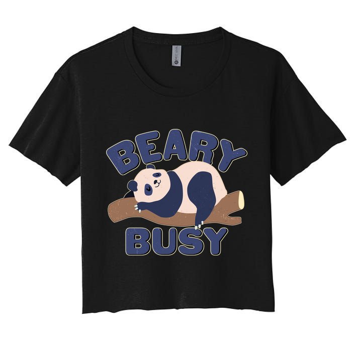 Beary Busy Cute Lazy Panda Crop Top