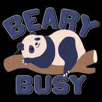Beary Busy Cute Lazy Panda Cropped Pullover Crew