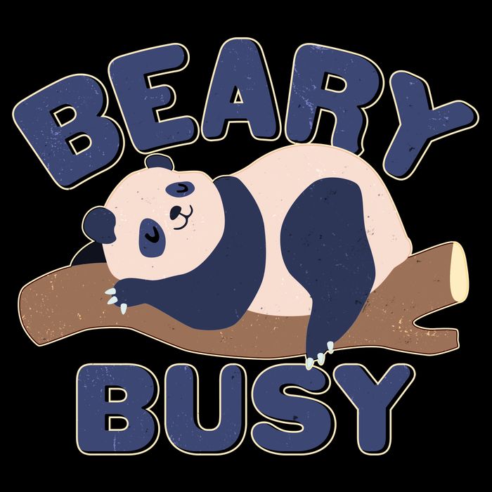 Beary Busy Cute Lazy Panda Cropped Pullover Crew