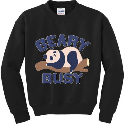 Beary Busy Cute Lazy Panda Kids Sweatshirt