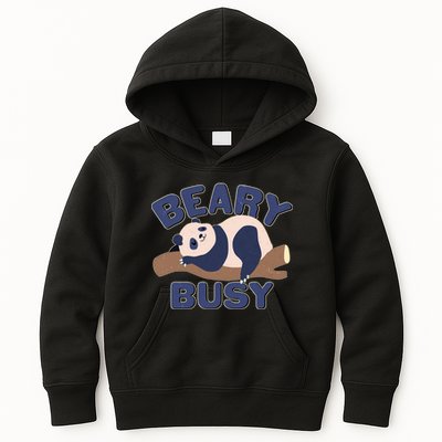 Beary Busy Cute Lazy Panda Kids Hoodie