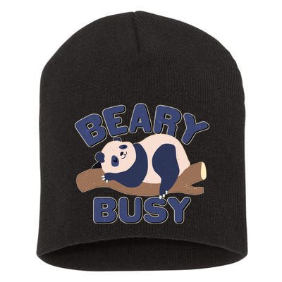 Beary Busy Cute Lazy Panda Short Acrylic Beanie