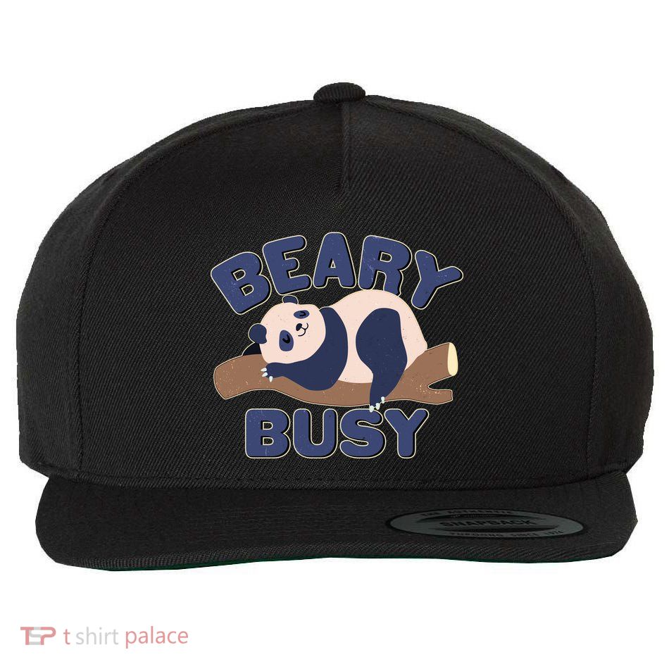 Beary Busy Cute Lazy Panda Wool Snapback Cap