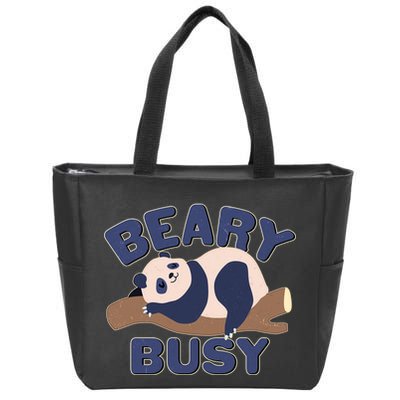 Beary Busy Cute Lazy Panda Zip Tote Bag