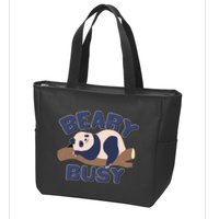 Beary Busy Cute Lazy Panda Zip Tote Bag