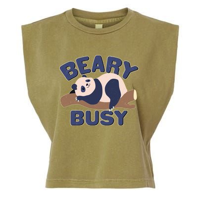 Beary Busy Cute Lazy Panda Garment-Dyed Women's Muscle Tee