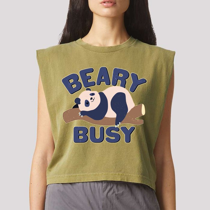 Beary Busy Cute Lazy Panda Garment-Dyed Women's Muscle Tee
