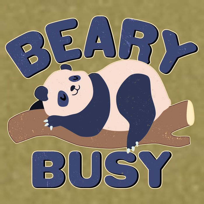 Beary Busy Cute Lazy Panda Garment-Dyed Women's Muscle Tee