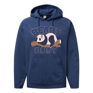 Beary Busy Cute Lazy Panda Performance Fleece Hoodie