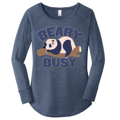 Beary Busy Cute Lazy Panda Women's Perfect Tri Tunic Long Sleeve Shirt