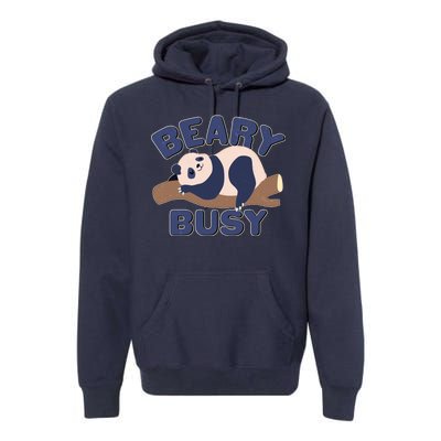 Beary Busy Cute Lazy Panda Premium Hoodie