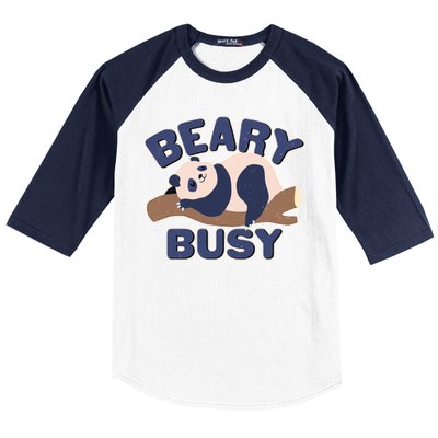 Beary Busy Cute Lazy Panda Baseball Sleeve Shirt