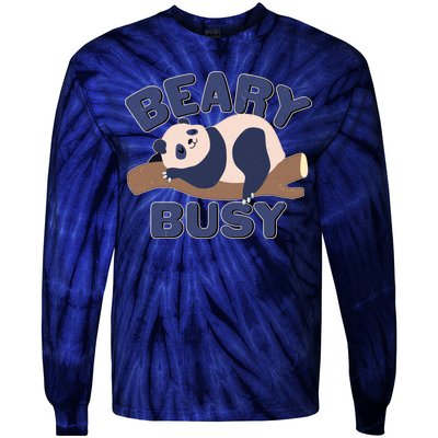 Beary Busy Cute Lazy Panda Tie-Dye Long Sleeve Shirt