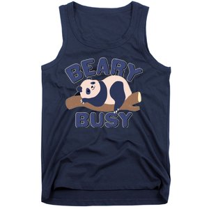 Beary Busy Cute Lazy Panda Tank Top