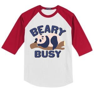 Beary Busy Cute Lazy Panda Kids Colorblock Raglan Jersey