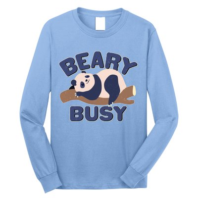 Beary Busy Cute Lazy Panda Long Sleeve Shirt
