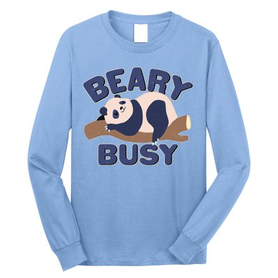 Beary Busy Cute Lazy Panda Long Sleeve Shirt